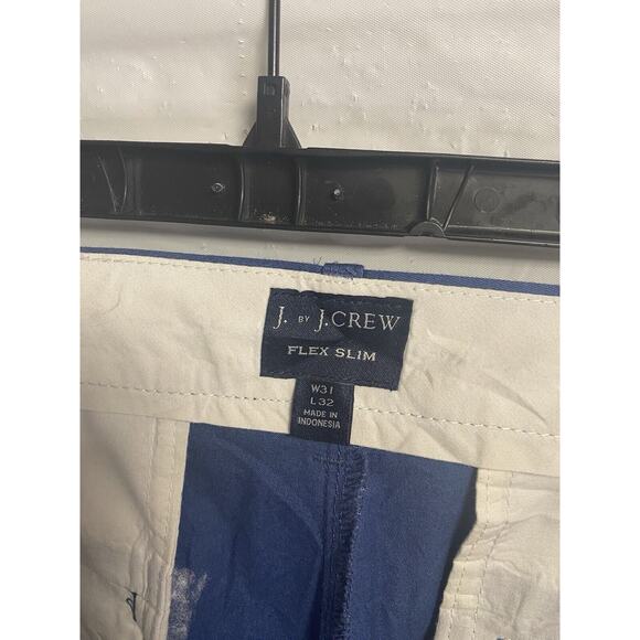 J. Crew Flex Slim‎ Pants Mens Chino Stretch Blue Size 31x32 Cotton Flat Front - Picture 3 of 4